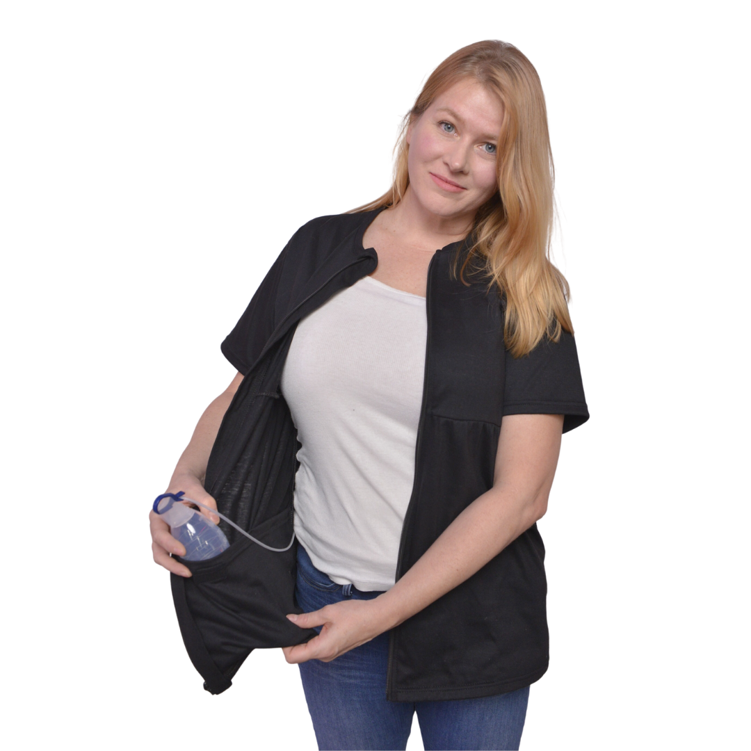 Mastectomy Recovery Shirt with Zipper Access - Half Sleeve