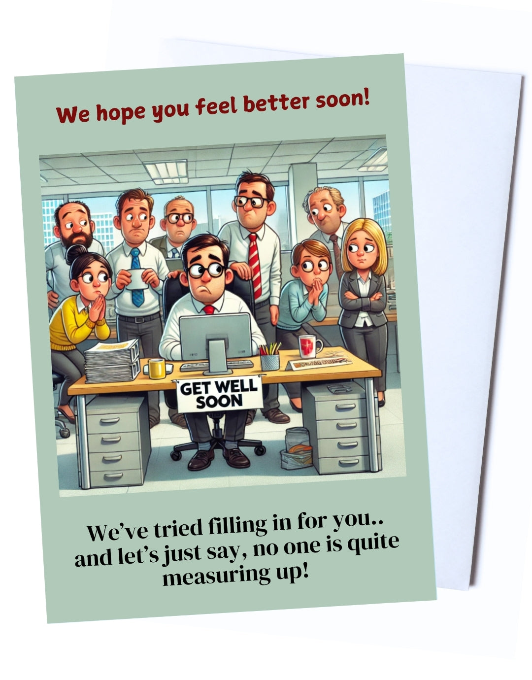 Funny Get Well Soon Card – 5x7 Inch Encouragement Card with Envelope