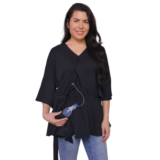 Women's Mastectomy Wrap Over Tie Top with Drain Pockets