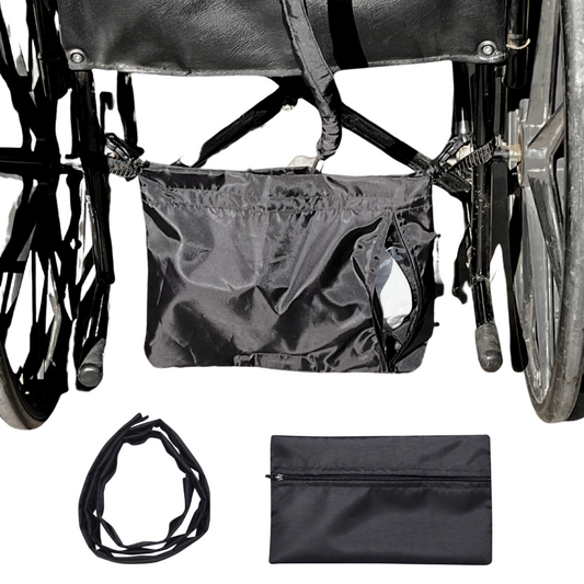 Wheelchair Urine Bag Holder with Catheter Pipe Cover & Adjustable Straps