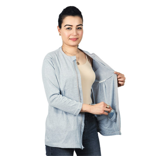 Mastectomy Recovery Shirt with Zipper Access - Full Sleeve