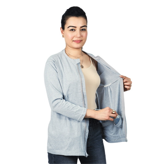 Mastectomy Recovery Shirt with Zipper Access - Full Sleeve 1080