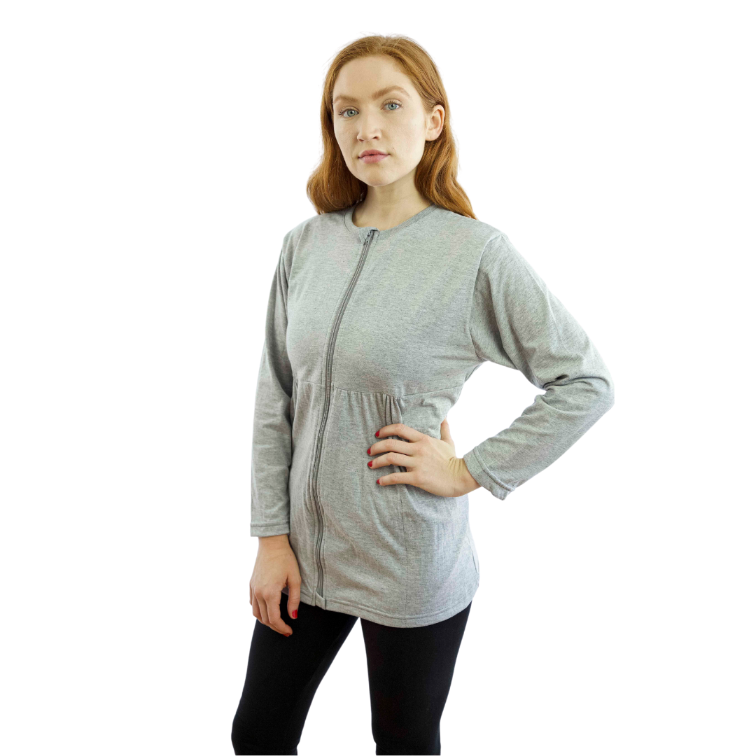 Mastectomy Recovery Shirt with Zipper Access - Full Sleeve