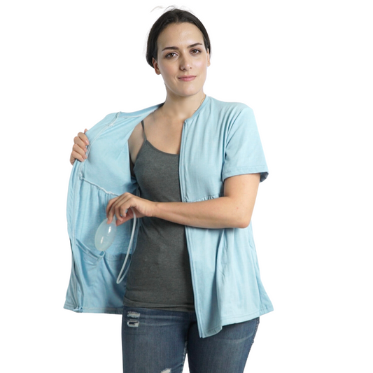 Mastectomy Recovery Shirt with Zipper Access - Half Sleeve