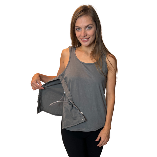 Mastectomy Recovery Tank Top with Drain Pocket & Snap-Access