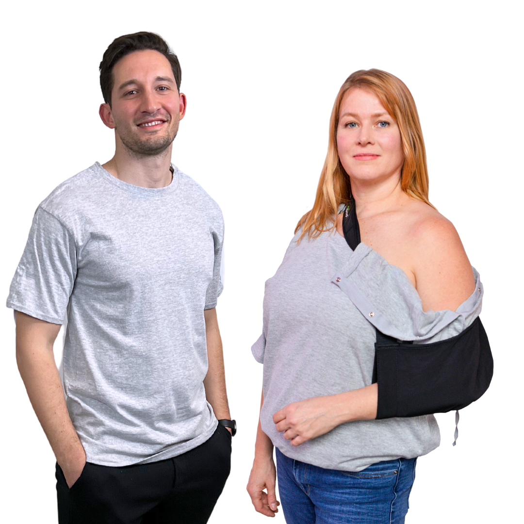 Surgery Recovery Shirt with Velcro Shoulder Access - Crew Neck