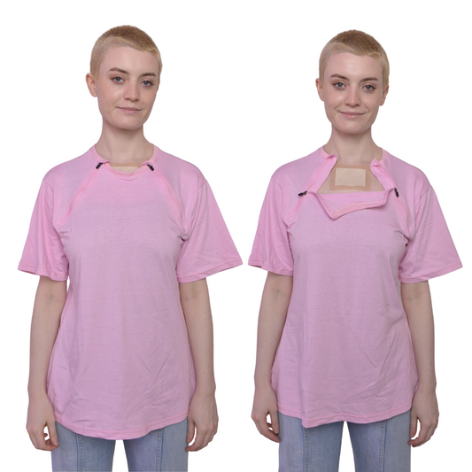 Women's Chemotherapy Port Access Shirt - Half Sleeve