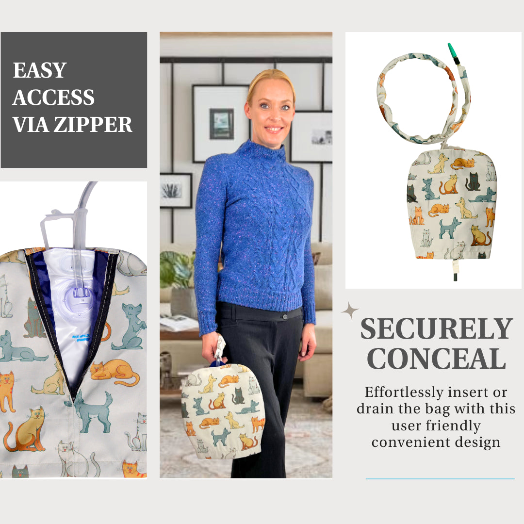 Urine Catheter Bag Sleeve with Snap on Pipe Cover Inspired Comforts