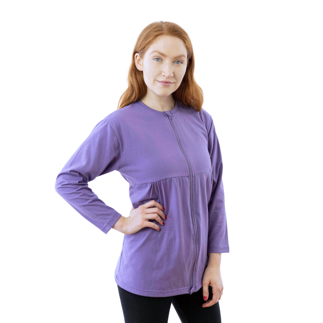 Mastectomy Recovery Shirt with Zipper Access - Full Sleeve