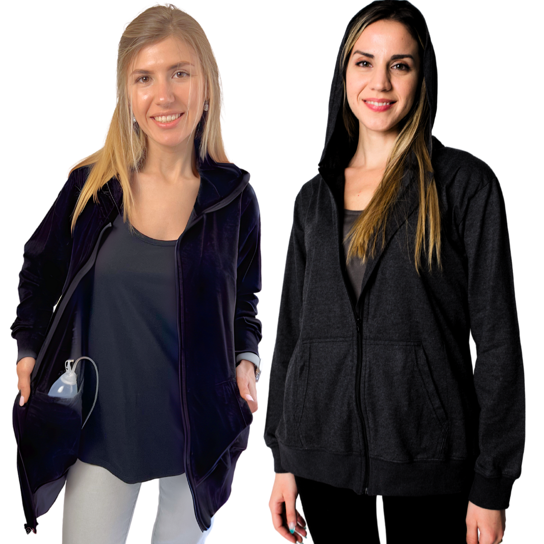 Recovery Zipper Tunic Hoodie With Inner Drain Pockets