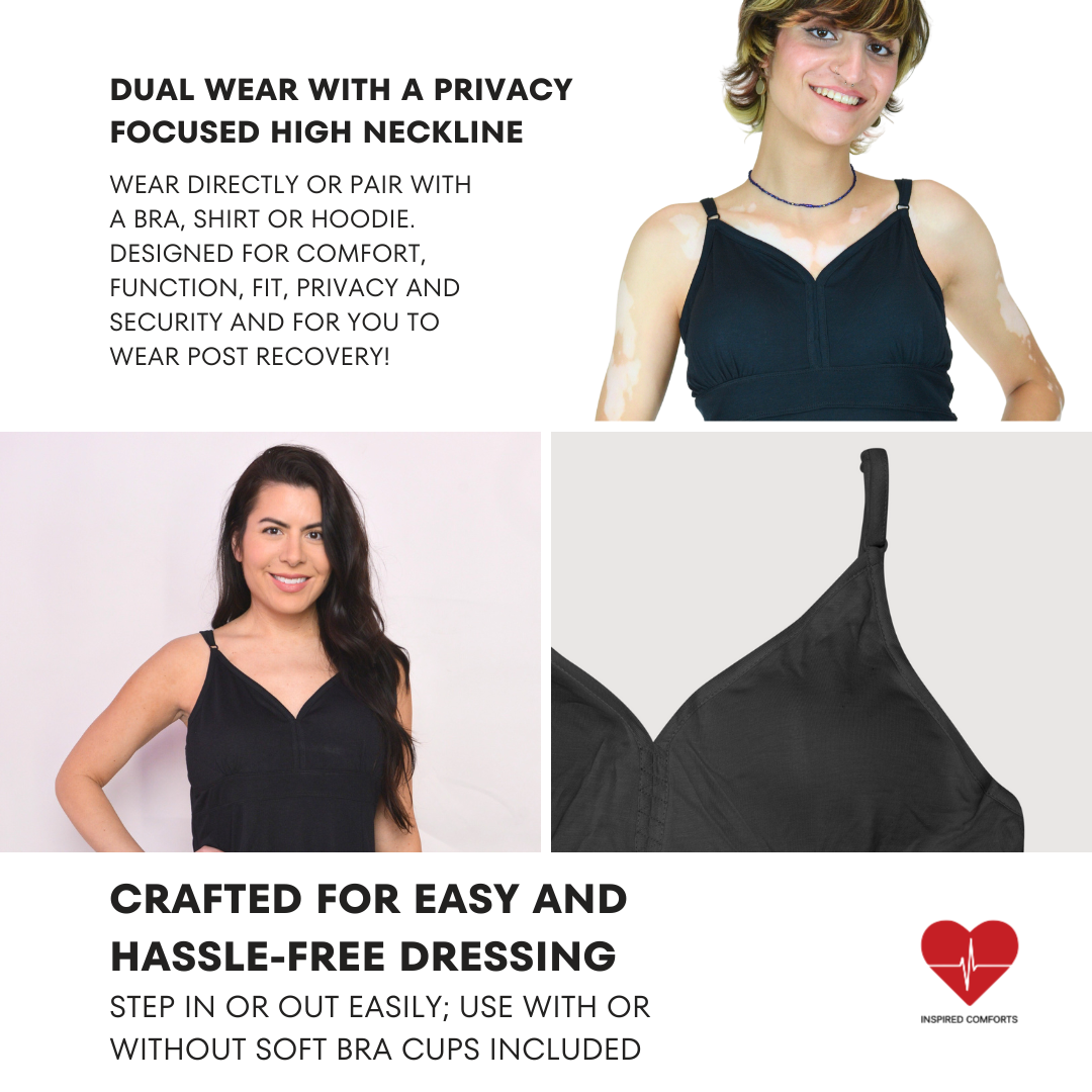 Camisole Bras, Post Mastectomy Camisoles With Drain Pockets, Mastectomy Camisole  Bras