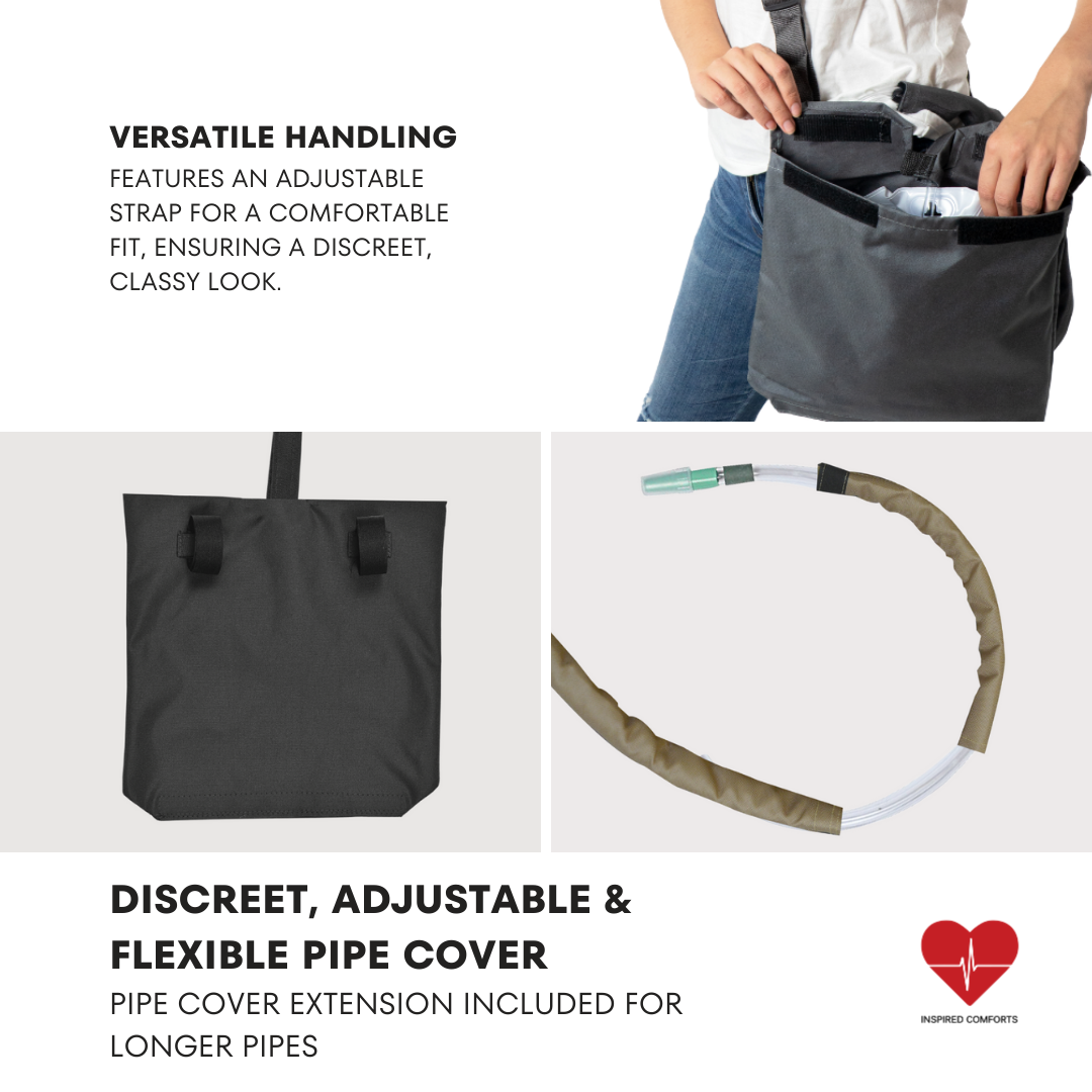Urine Drainage Bag Holder with Catheter Pipe Cover and Adjustable Strap