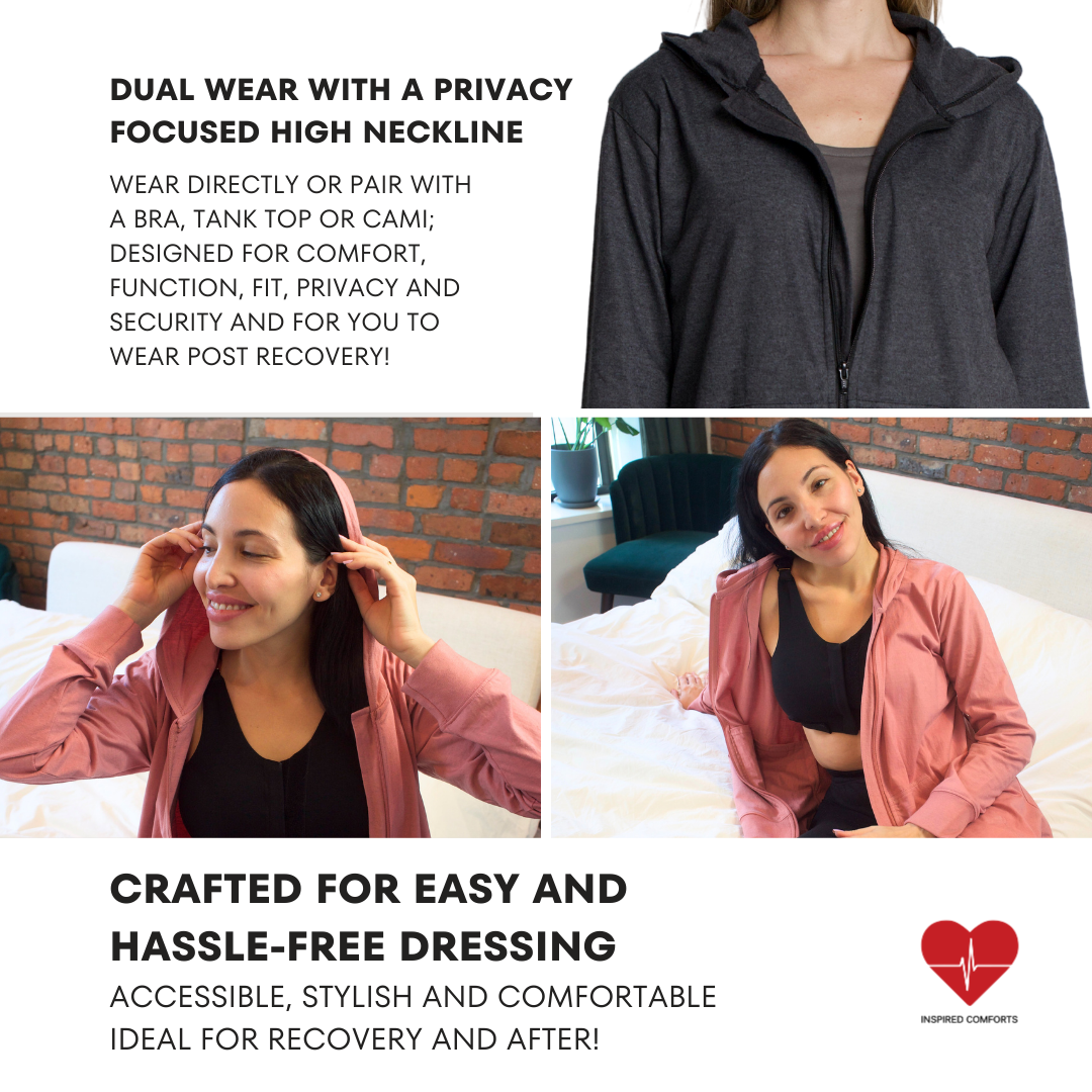 Mastectomy Recovery Hooded Sweatshirt - Full Sleeve – Inspired Comforts