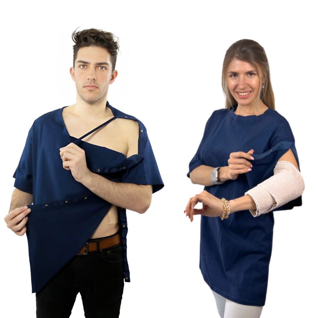 Surgery Recovery Shirt with Left Side Snap Access