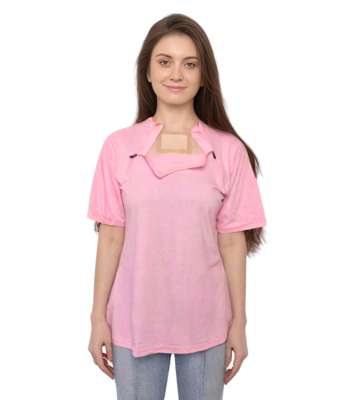 Women's Chemotherapy Port Access Shirt - Half Sleeve