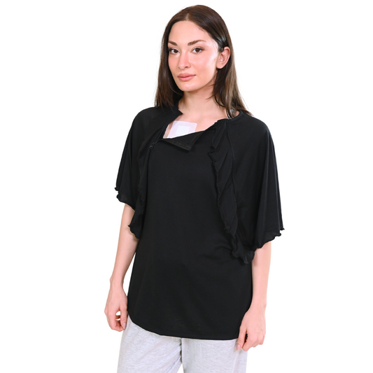 Women's Ruffle Top Chemotherapy Port Access Shirt