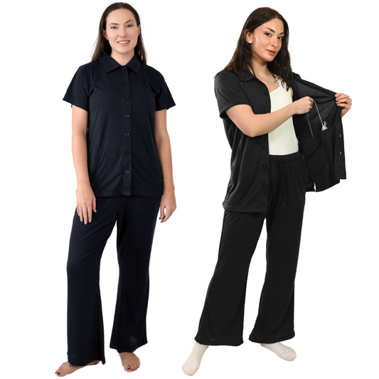 Post Surgery Mastectomy Recovery Pajamas Set with Internal Drainage Pockets