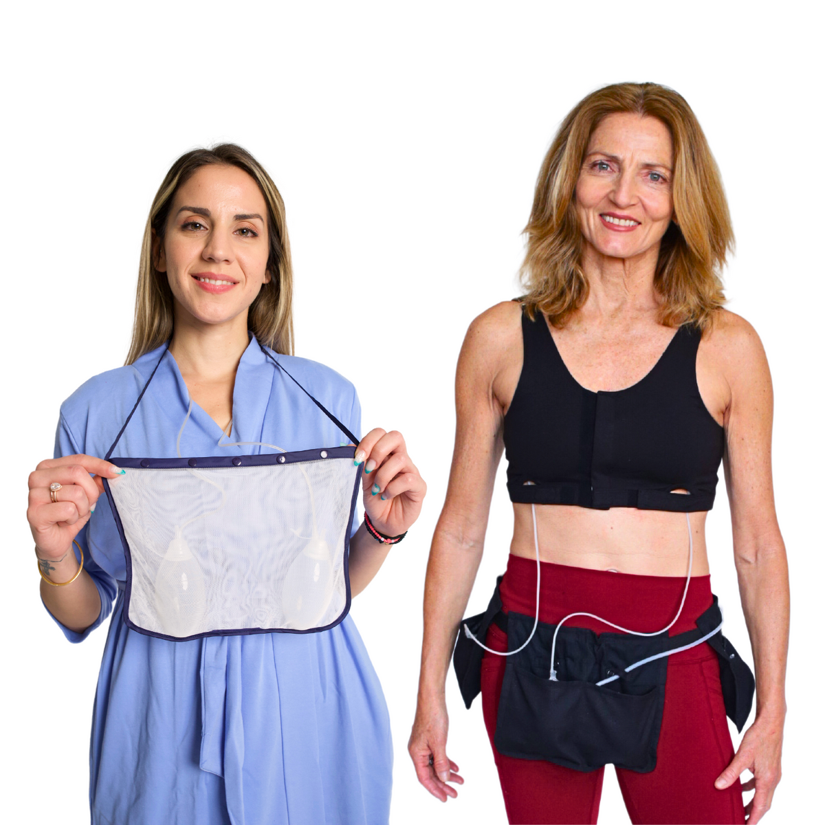 Mastectomy & Post Surgery Drain Carrier Belt with Elastic Buckle & Shower Holder (Two Pack)