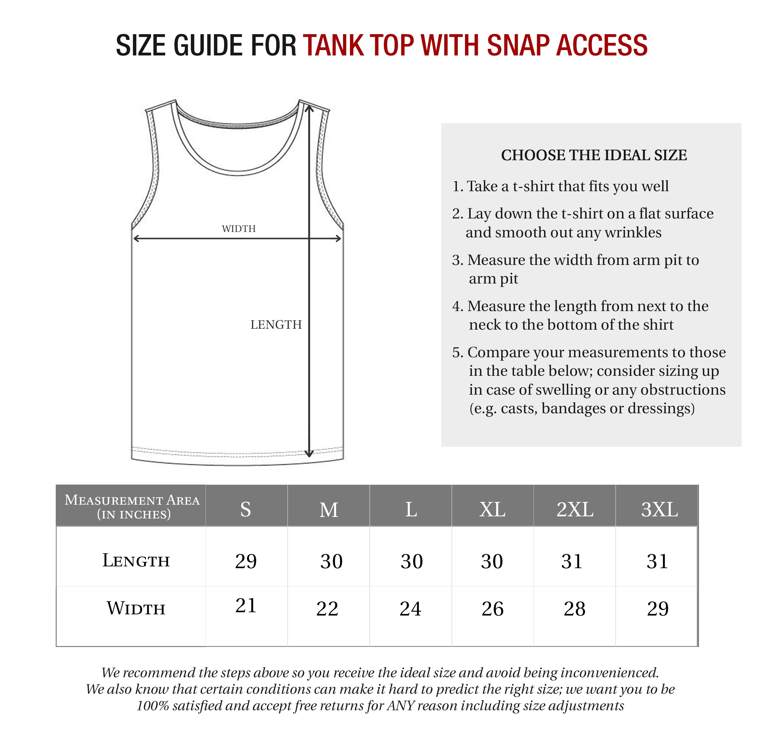 Post Surgery Tank Top with Snaps