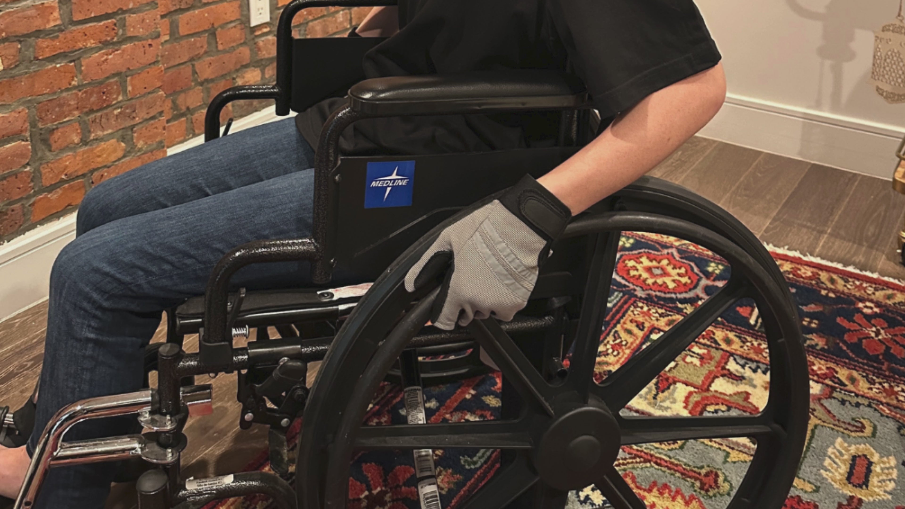 Inspired Comforts Wheelchair Gloves Fingerless Full Thumb with Anti-Slip Grip, Breathable & Reflective