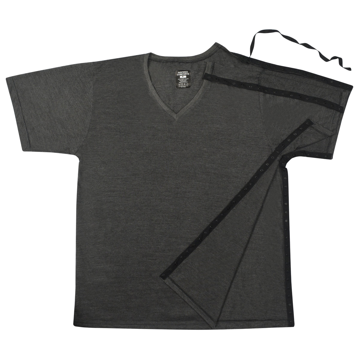 Surgery Recovery Shirt with Right Side Snap Access - V Neck