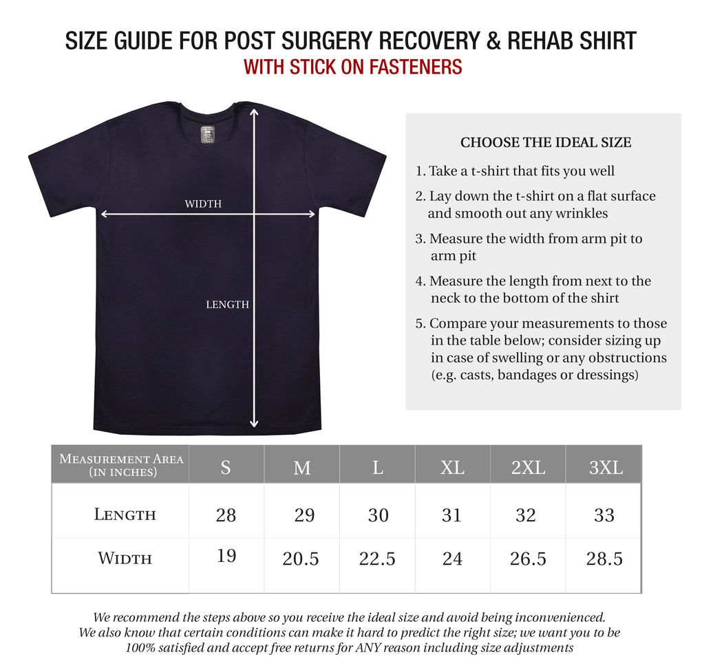 Surgery Recovery Shirt with Velcro Shoulder Access - Crew Neck ...